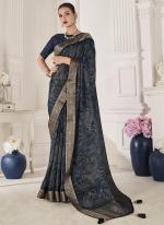 Viscose Silk Blue Party Wear Weaving Saree